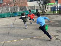 Three children running