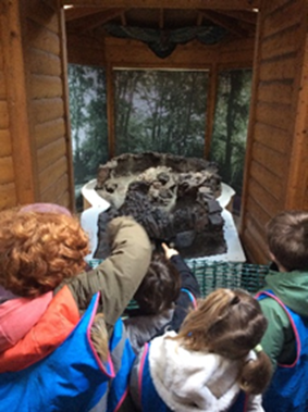 Pupils looking at a Roman kiln