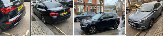 Cars parked over driveways